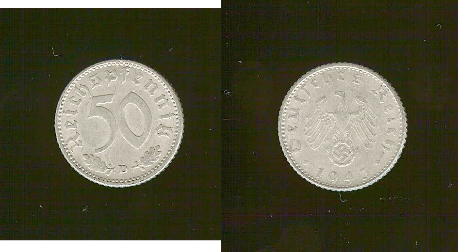 ALLEMAGNE 50 Reichspfennig 1943D TTB+